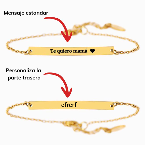 Pulsera Personalizada con grabado "Te Quiero Mamá 🖤" (Personaliza la parte trasera)