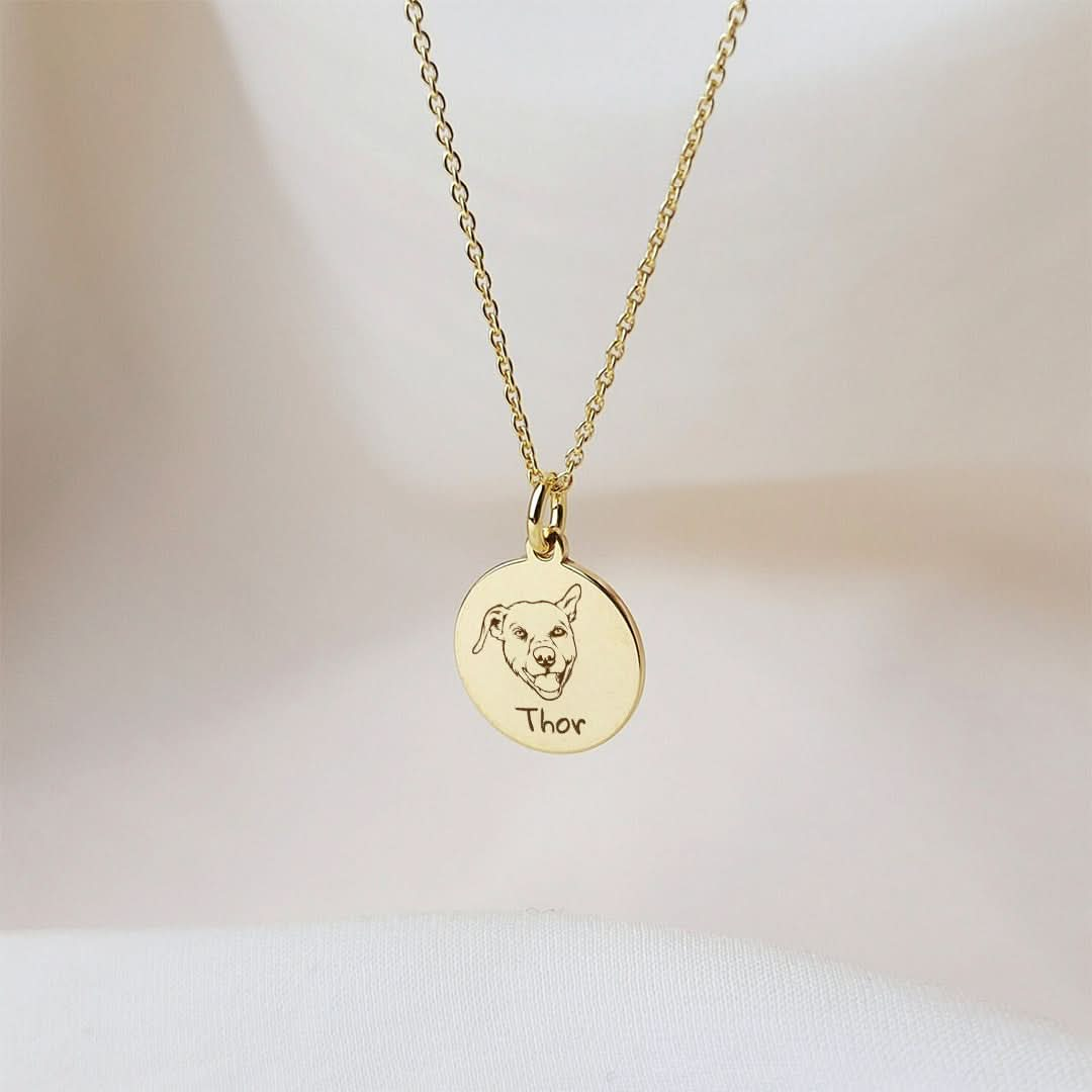 Colar oval personalizado para animais de estimação banhado a ouro 18k