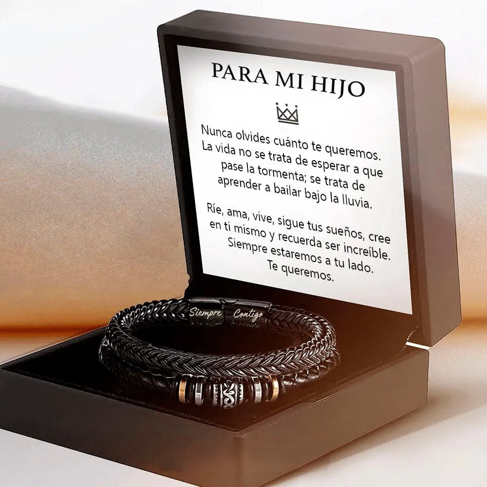 Oferta 2x1 | Pulsera Trenzada de cuero con grabado "Siempre Contigo"