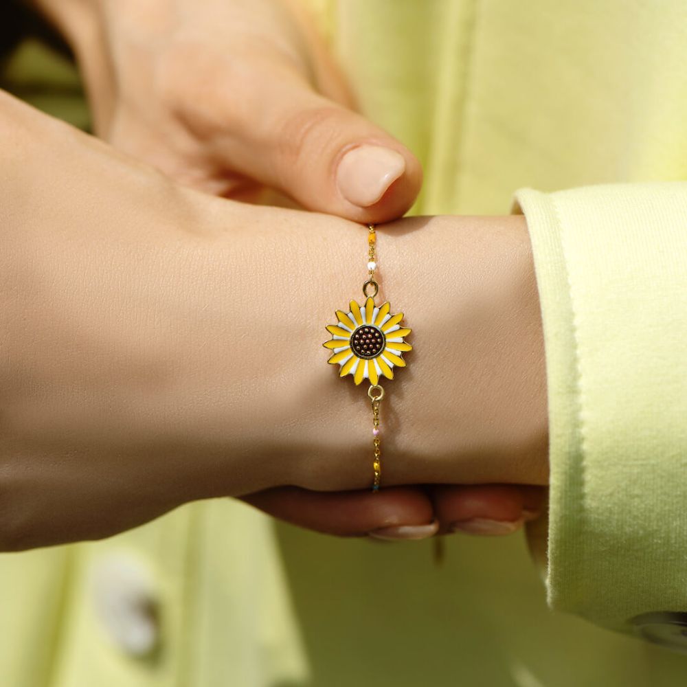 Goldenes Sonnenblumenarmband