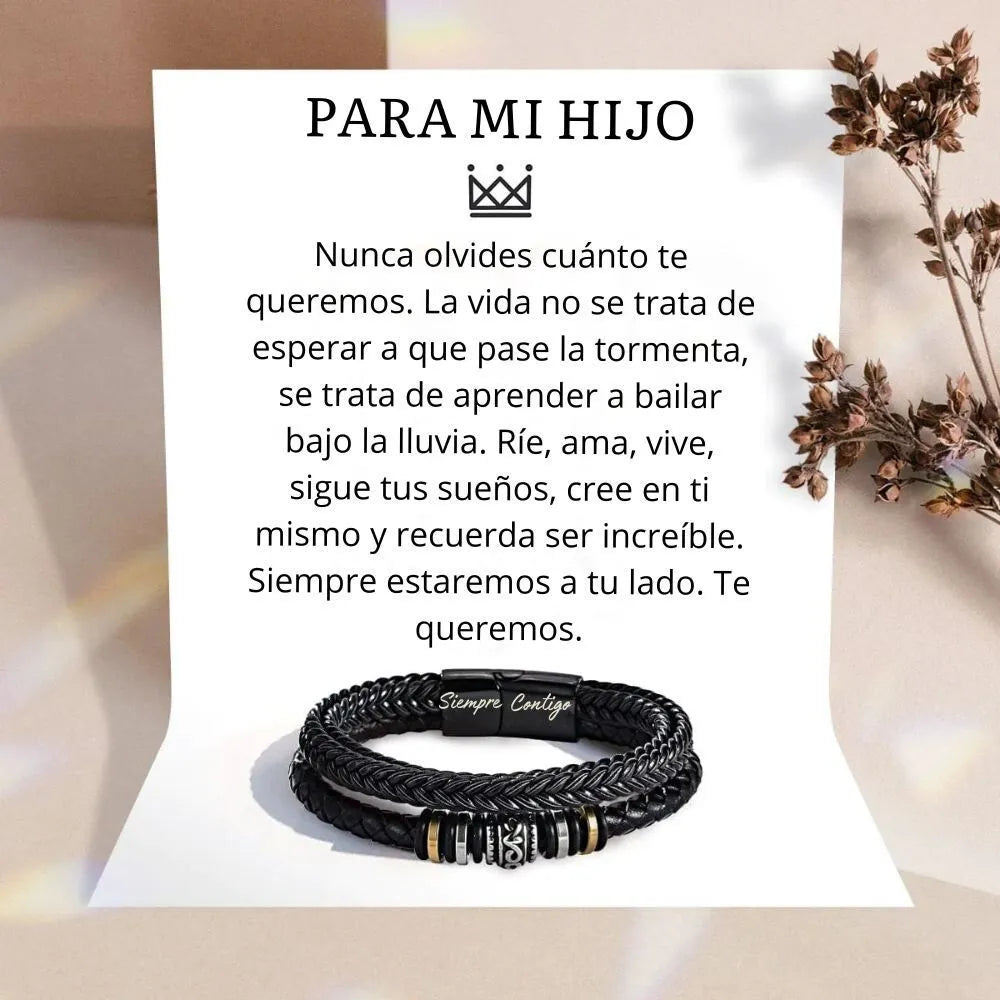 Oferta 2x1 | Pulsera Trenzada de cuero con grabado "Siempre Contigo"