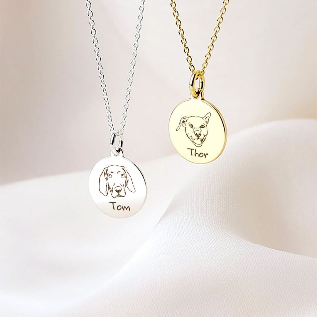 Colar oval personalizado para animais de estimação banhado a ouro 18k