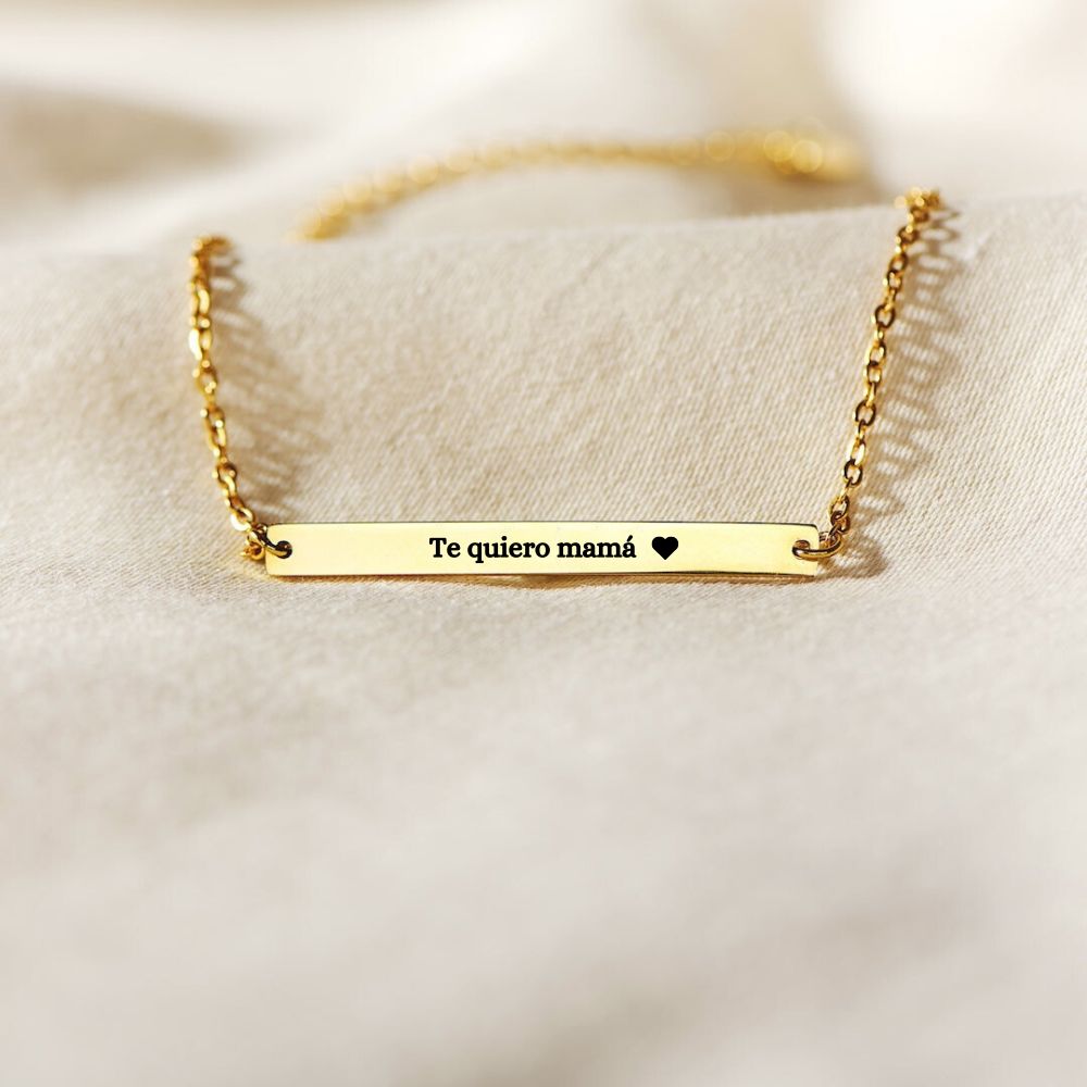 Pulsera Personalizada con grabado "Te Quiero Mamá 🖤" (Personaliza la parte trasera)