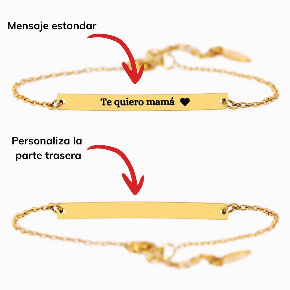 Pulsera Personalizada con grabado "Te Quiero Mamá 🖤" (Personaliza la parte trasera)