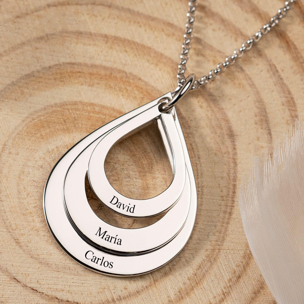 Collar Gotas Personalizado con Nombres Plata