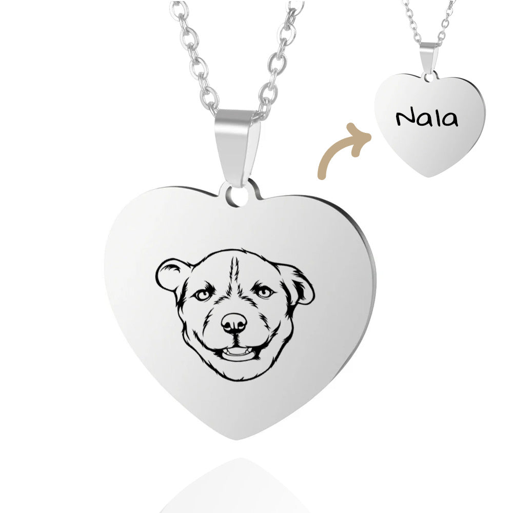 Collar Corazón Personalizado Mascotas Plata