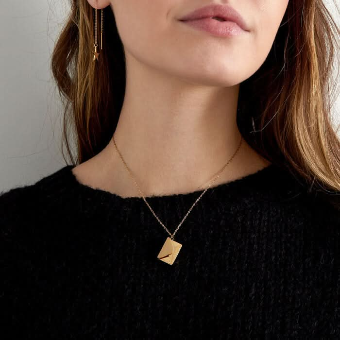 Collar con Sobre y Placa Grabada: I Love You  Oro | Un Regalo Perfecto para San Valentín