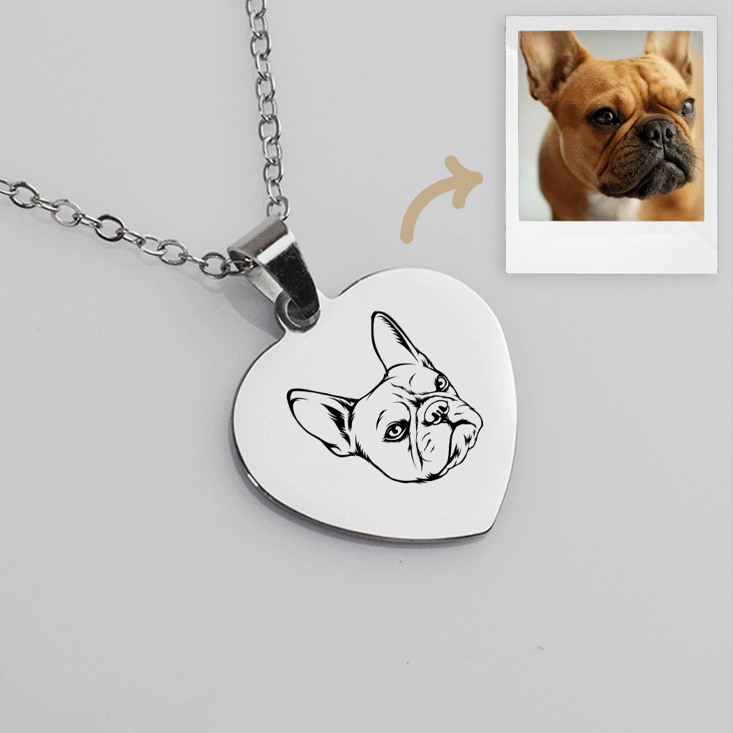 Collar Corazón Personalizado Mascotas Plata