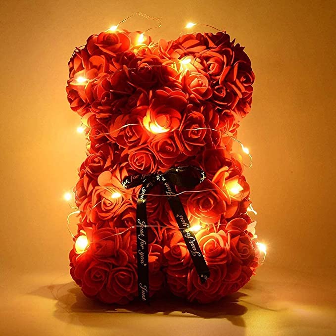 Roter Rosenbär mit LED-Lichtern, perfektes Geschenk zum Valentinstag! Begrenzte Einheiten!