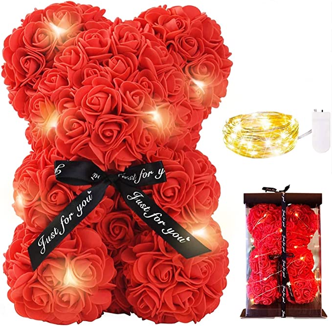 Roter Rosenbär mit LED-Lichtern, perfektes Geschenk zum Valentinstag! Begrenzte Einheiten!