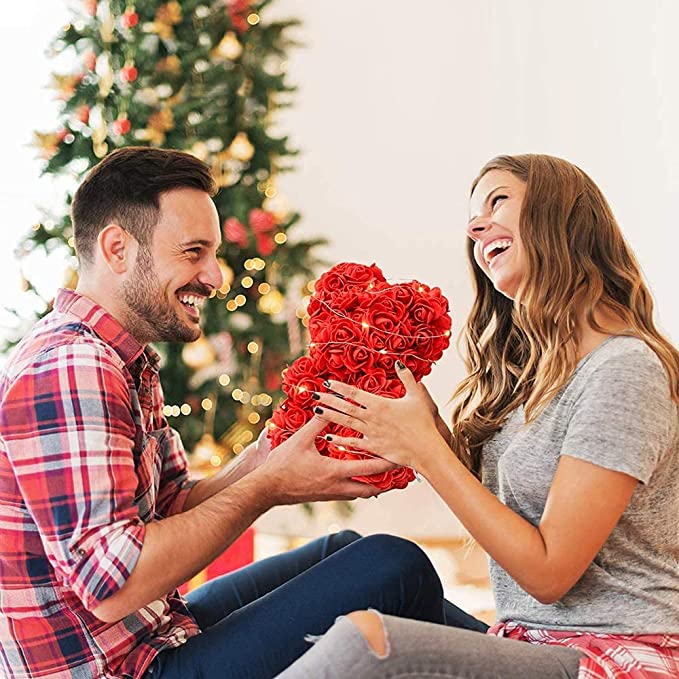 Roter Rosenbär mit LED-Lichtern, perfektes Geschenk zum Valentinstag! Begrenzte Einheiten!